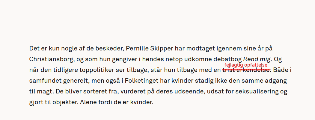 Screenshot fra LOUSIANA's hjemmeside til dokumentation, røde overstregninger og tilføjelser foretaget af Folkets Avis